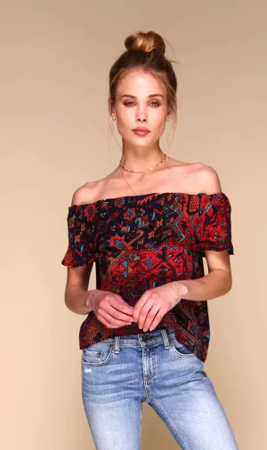 Gueverra 100% Silk Blouse | Boho Print
