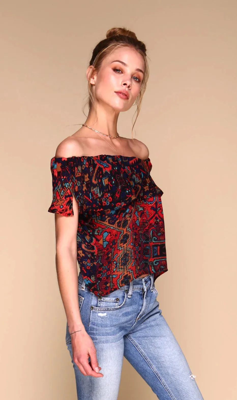 Gueverra 100% Silk Blouse | Boho Print