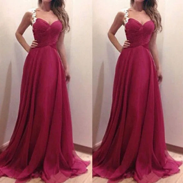 High Waist Sleeveless Straps Long Party Prom Dress
