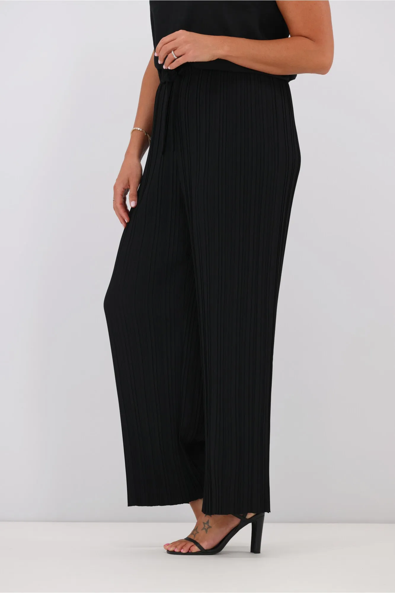 Jane James Palazzo Pleated Pants Black
