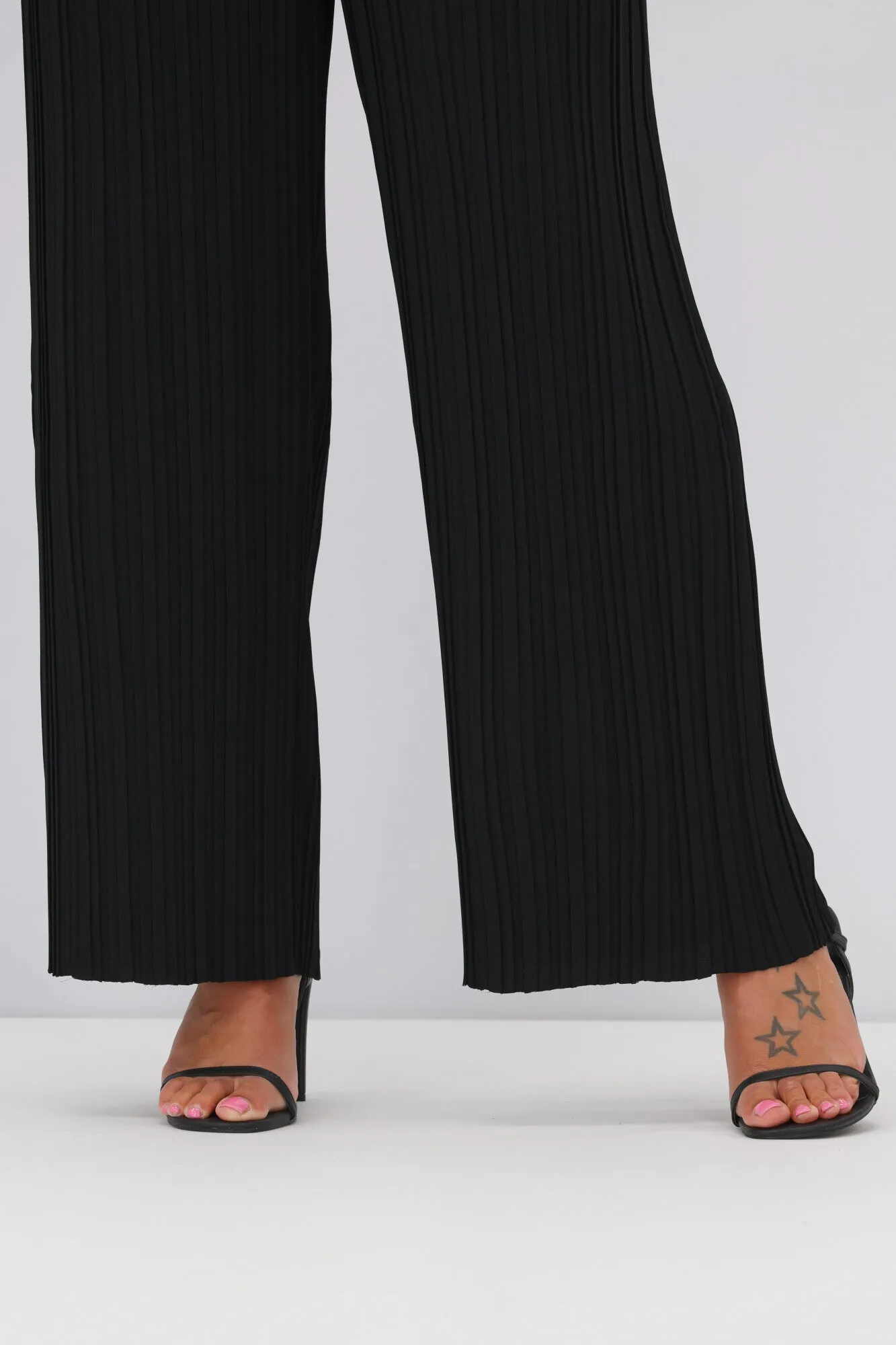 Jane James Palazzo Pleated Pants Black