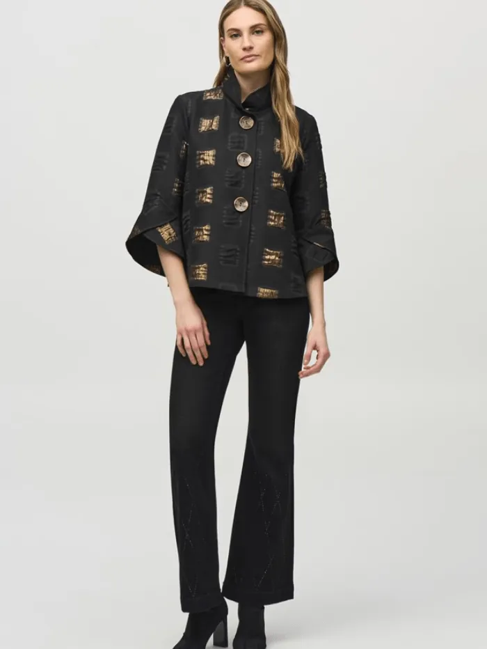 Joseph Ribkoff Geometric Lurex Jacquard Trapeze Jacket 244205 Col 275