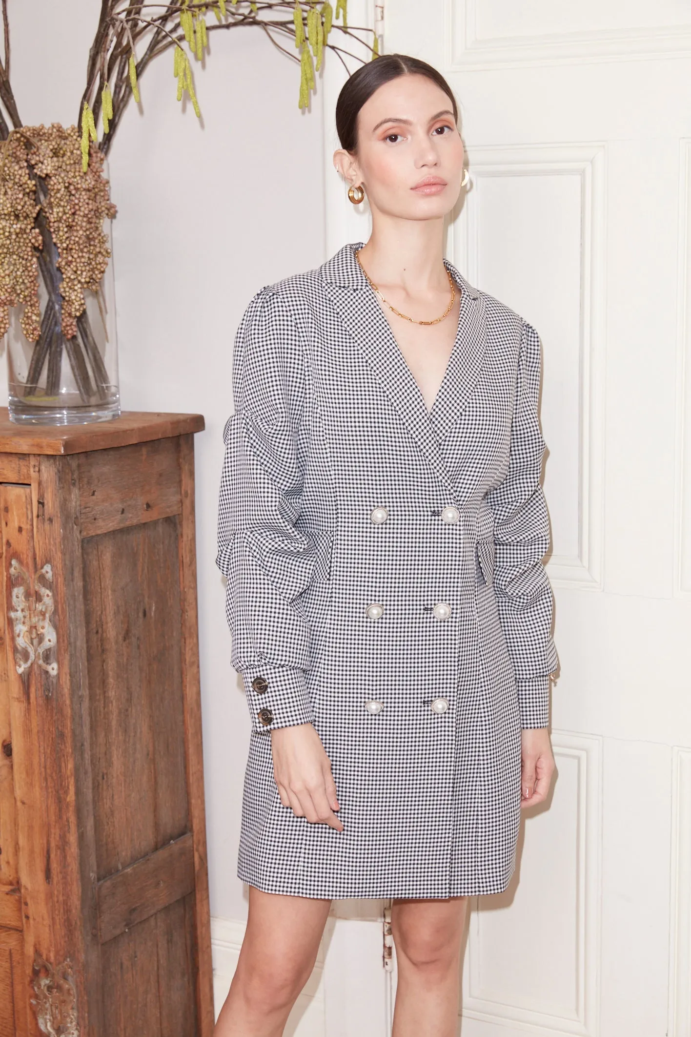 Jovonna Pam Coat Dress Black White Check