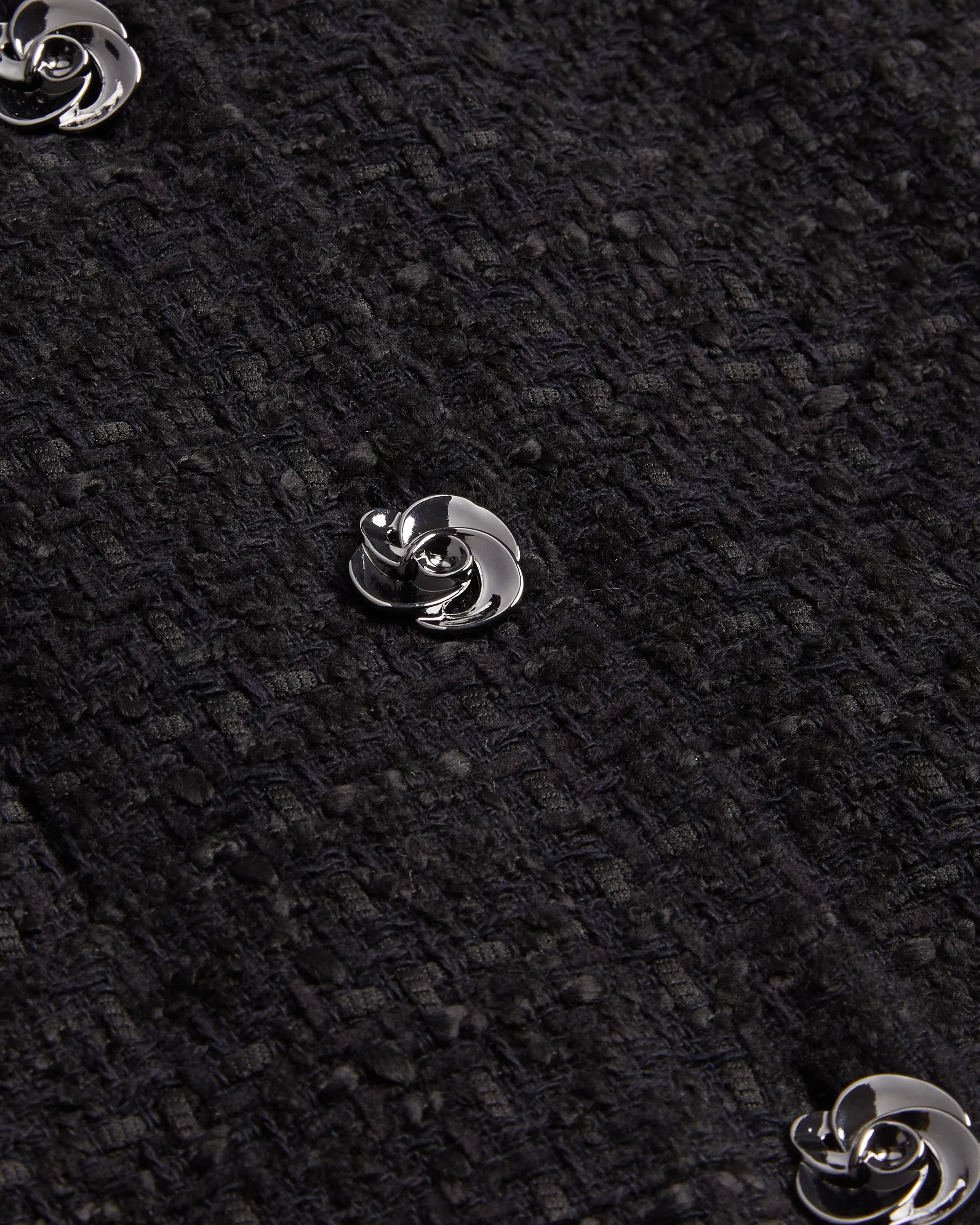 Koma Rose Button Cropped Boucle Tailored J Black