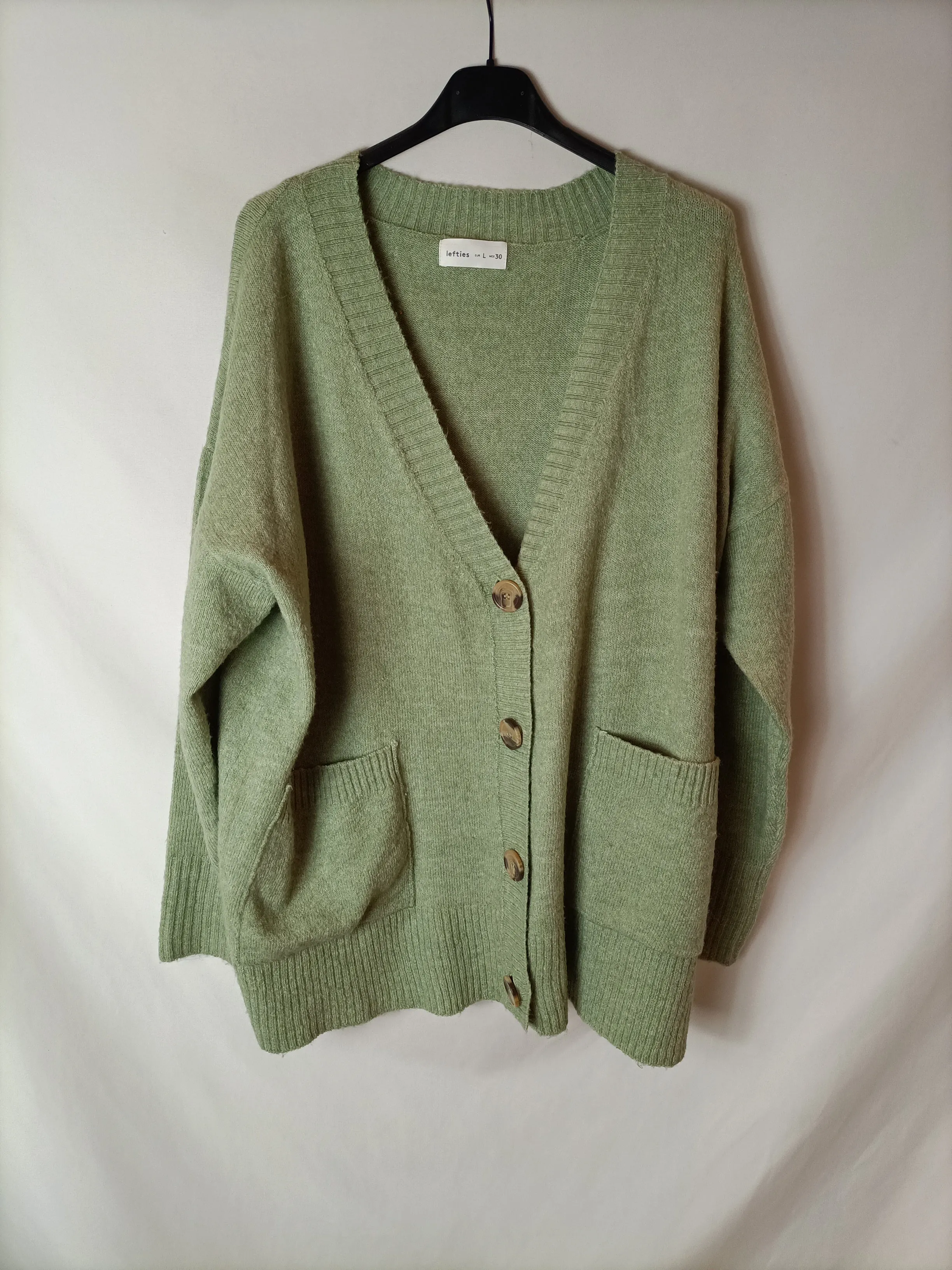 LEFTIES. Cardigan oversized verde claro. T L
