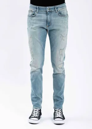 Light Blue  Repaired Denim Jeans
