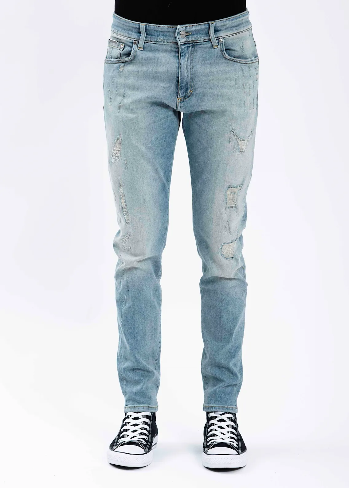 Light Blue  Repaired Denim Jeans