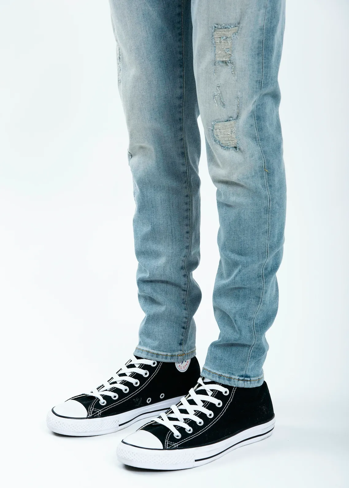 Light Blue  Repaired Denim Jeans