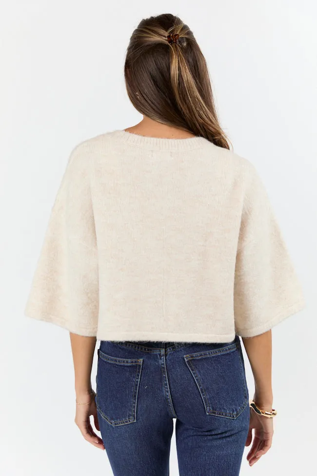 Loving Myself Beige Short Sleeve Crop Cardigan