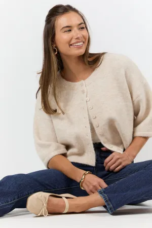 Loving Myself Beige Short Sleeve Crop Cardigan