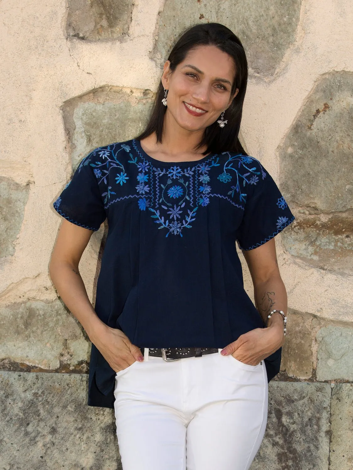 Marina Navy Mexican Blouse
