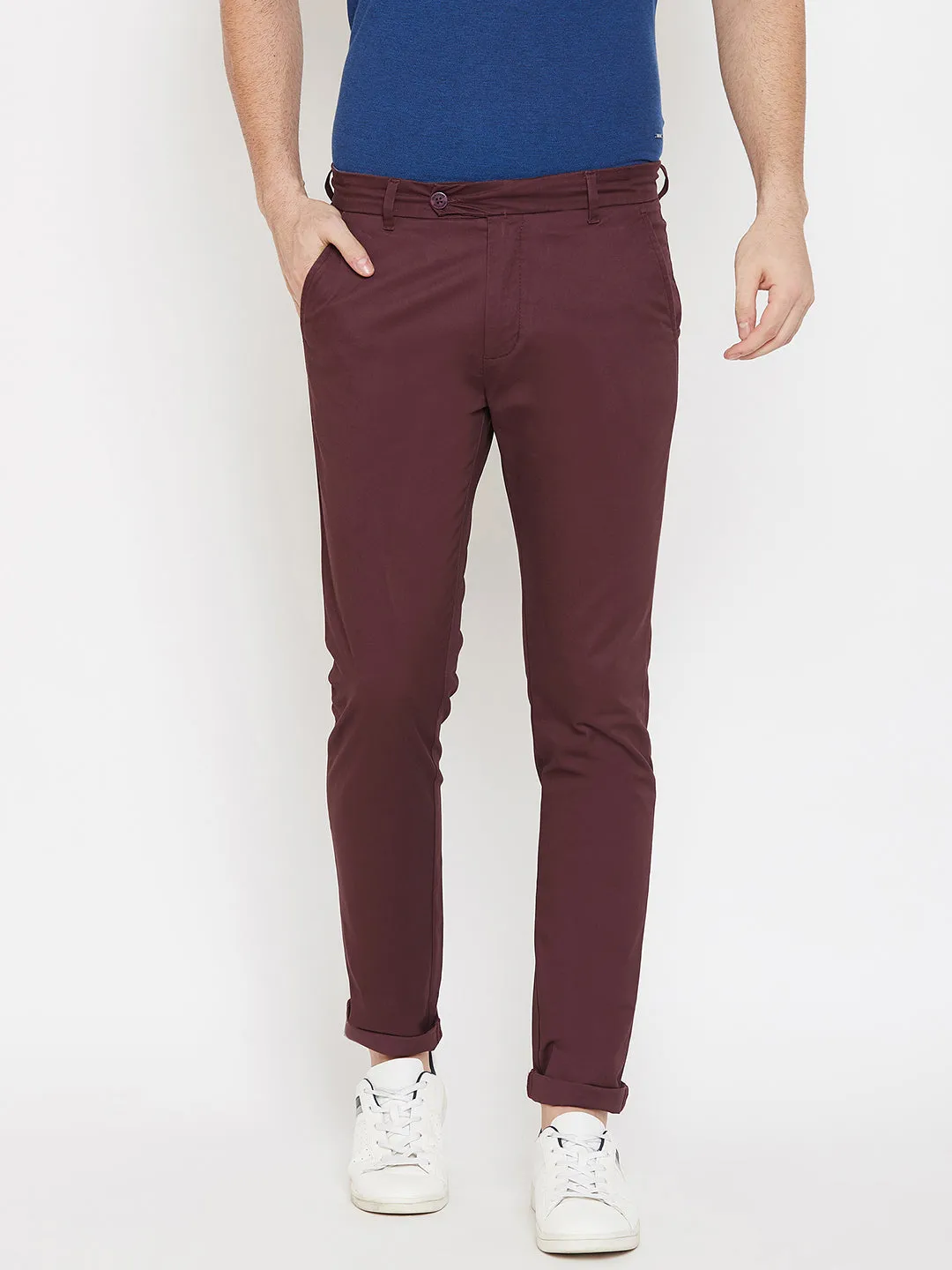 Maroon Slim fit Trousers