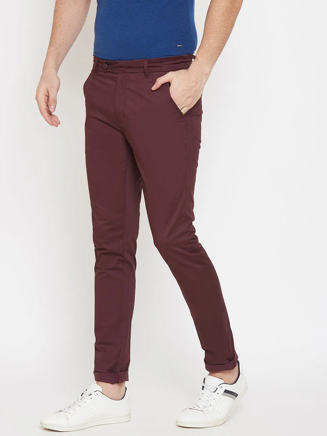 Maroon Slim fit Trousers