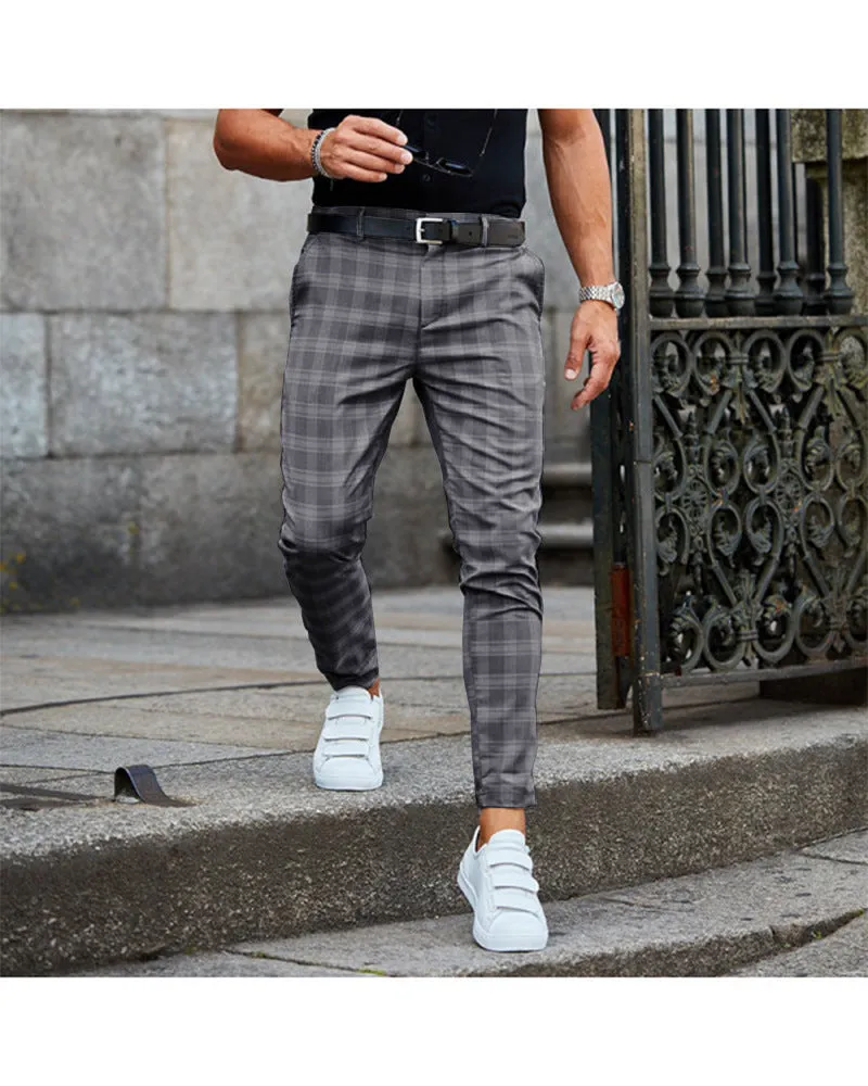 Men's Plaid Loose Casual Trousers - GlamzLife