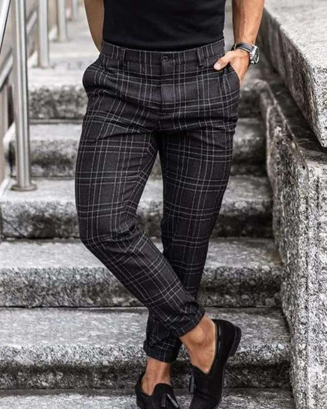 Men's Plaid Loose Casual Trousers - GlamzLife