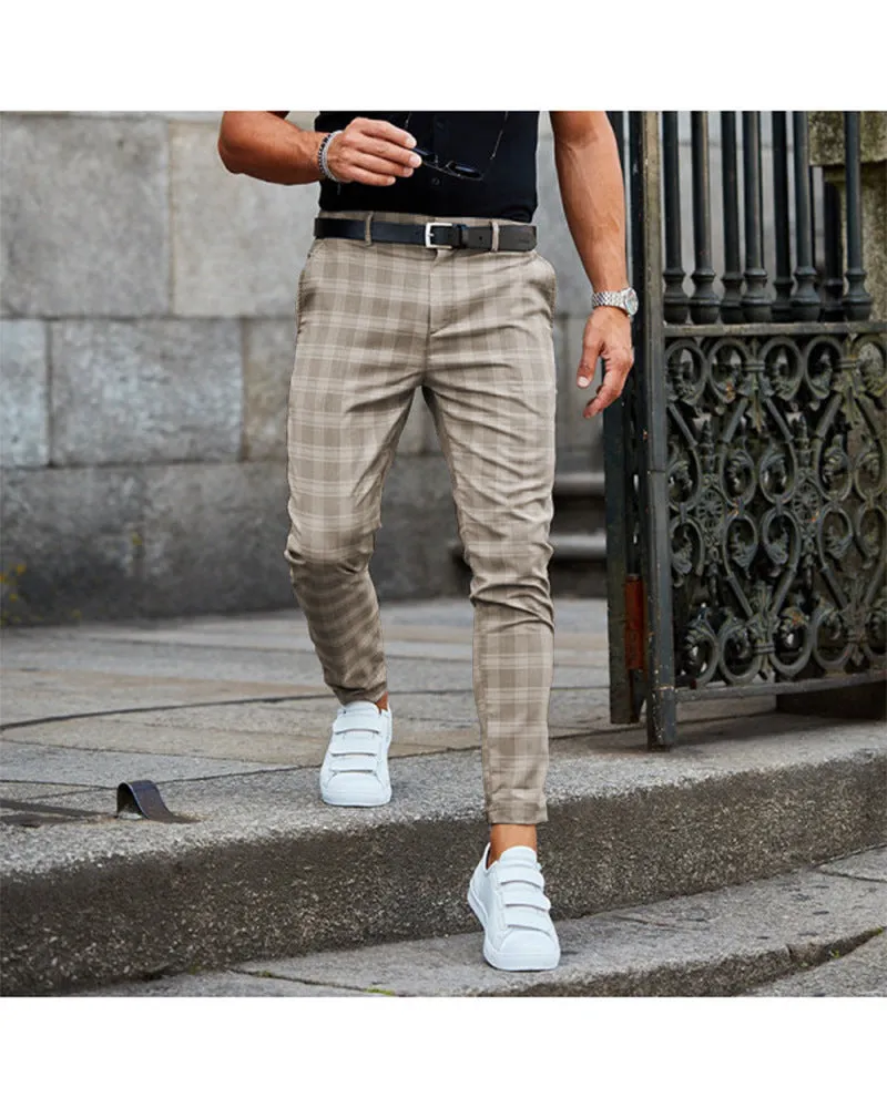 Men's Plaid Loose Casual Trousers - GlamzLife