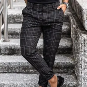 Men's Plaid Loose Casual Trousers - GlamzLife