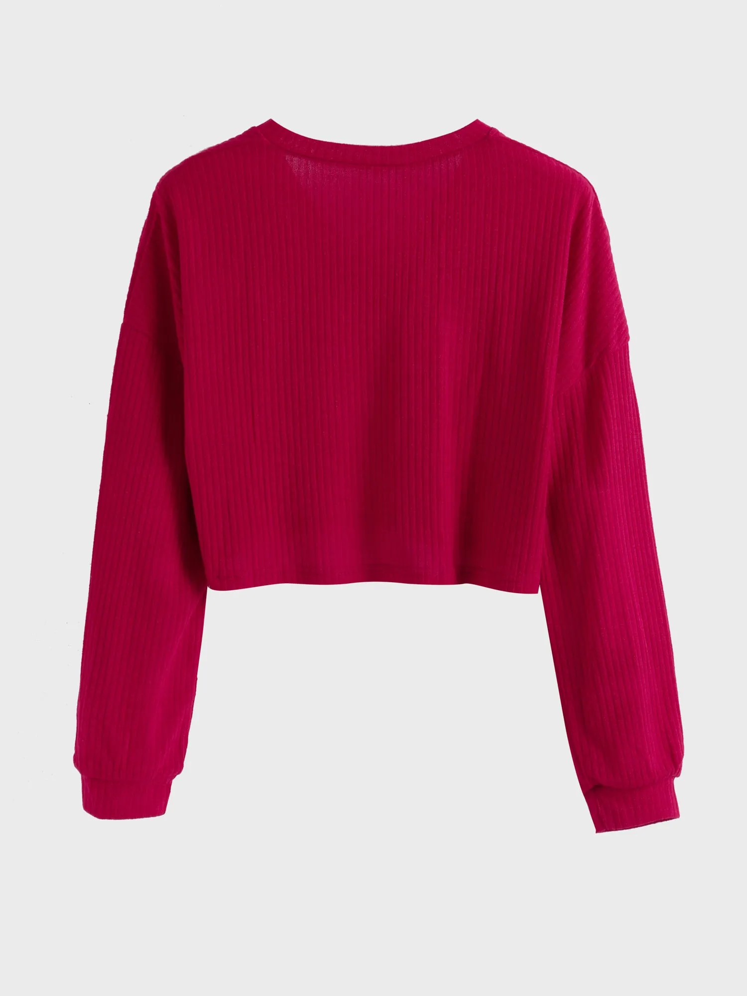 Midsize V-Neck Ribbed Chill Crop Top