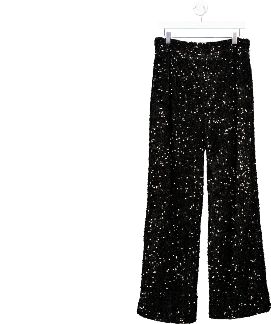 Noughts & Kisses Black Chiara Sequin Trousers UK L