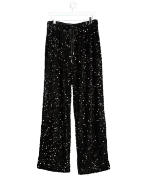 Noughts & Kisses Black Chiara Sequin Trousers UK L