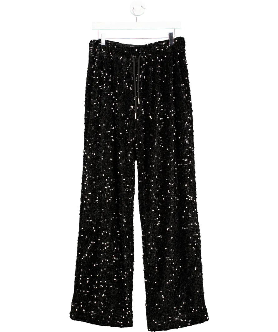 Noughts & Kisses Black Chiara Sequin Trousers UK L