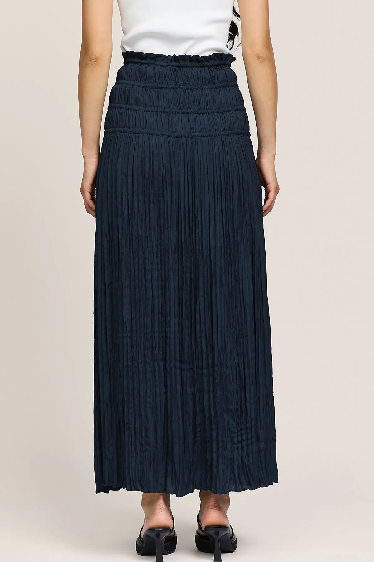 NYLAND Clara Smocked Waist Crinkle Maxi Skirt