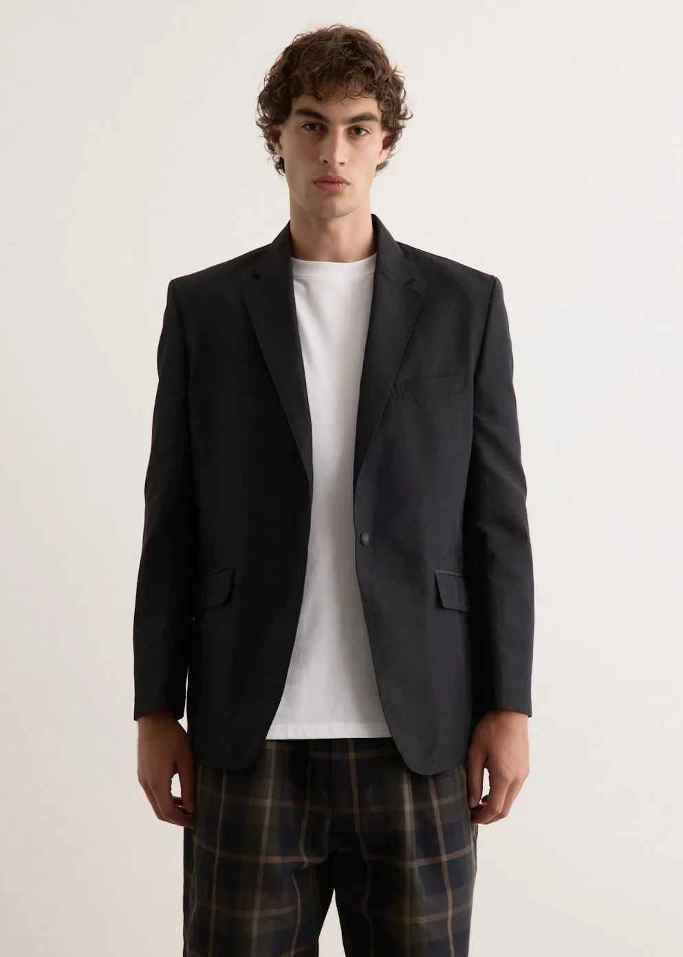 Polyester Ramie Poplin Tailored Jacket
