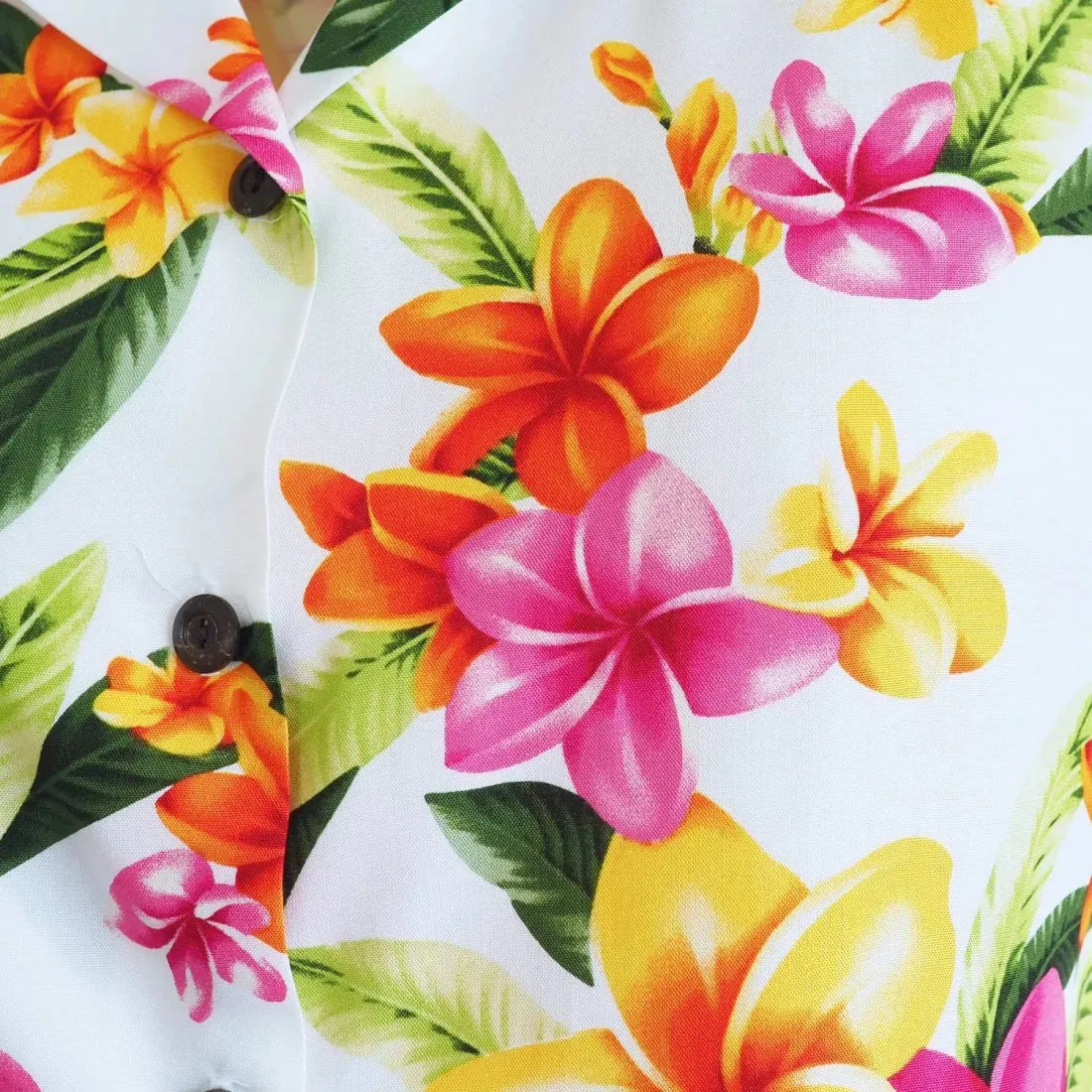 Rain White Lady's Hawaiian Rayon Blouse