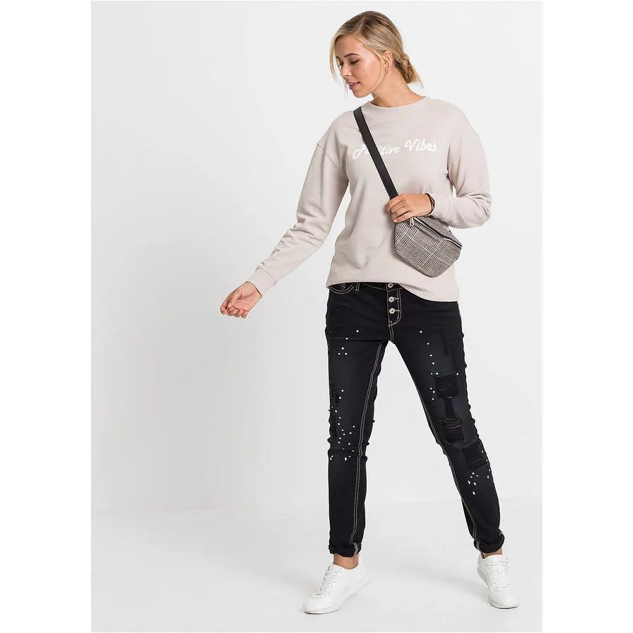 Rainbow Black Patched Distressed Trousers