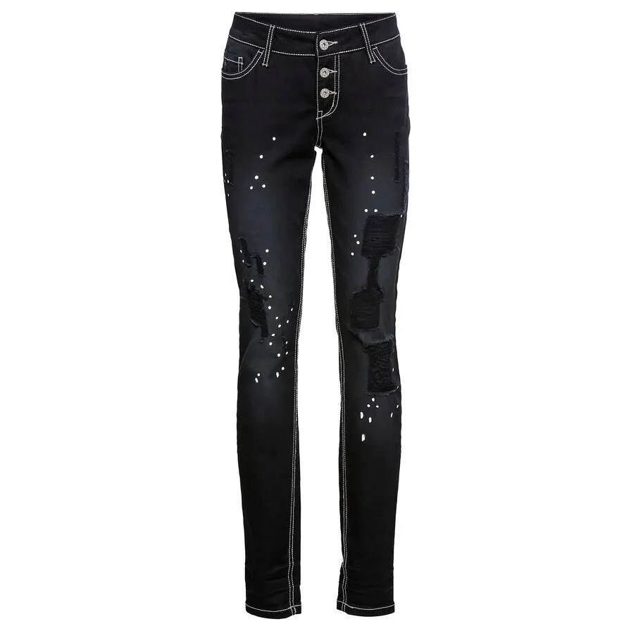 Rainbow Black Patched Distressed Trousers