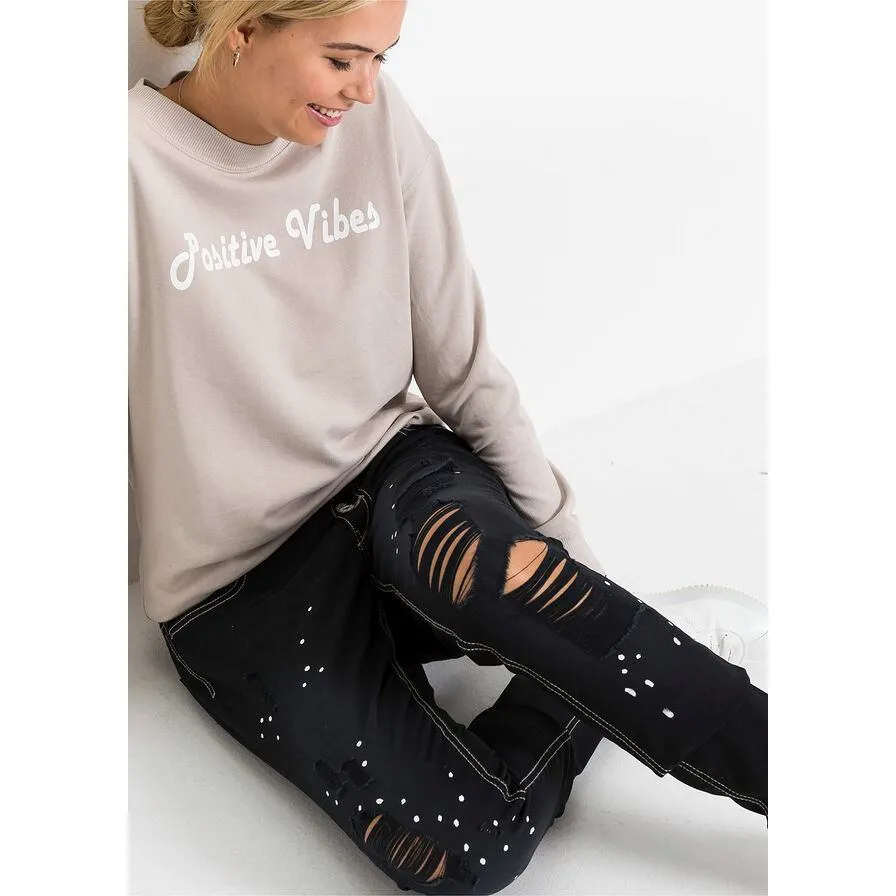 Rainbow Black Patched Distressed Trousers