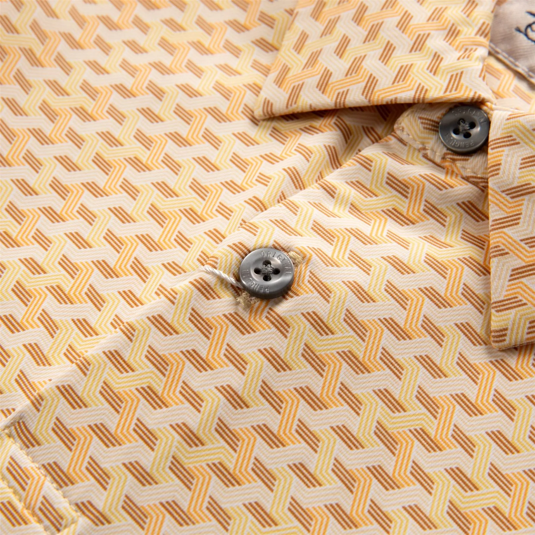 Retro Wave Pattern Print Golf Polo Warm Apricot - SS23
