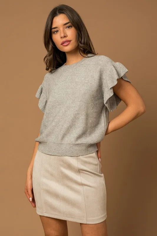 Ruffle Sleeve Knit Top NEW