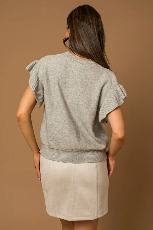 Ruffle Sleeve Knit Top NEW
