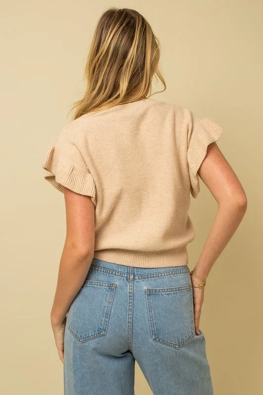 Ruffle Sleeve Knit Top NEW