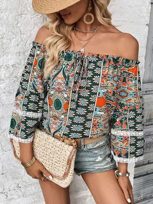 Slaying Summer Flare Sleeve Off Shoulder Top