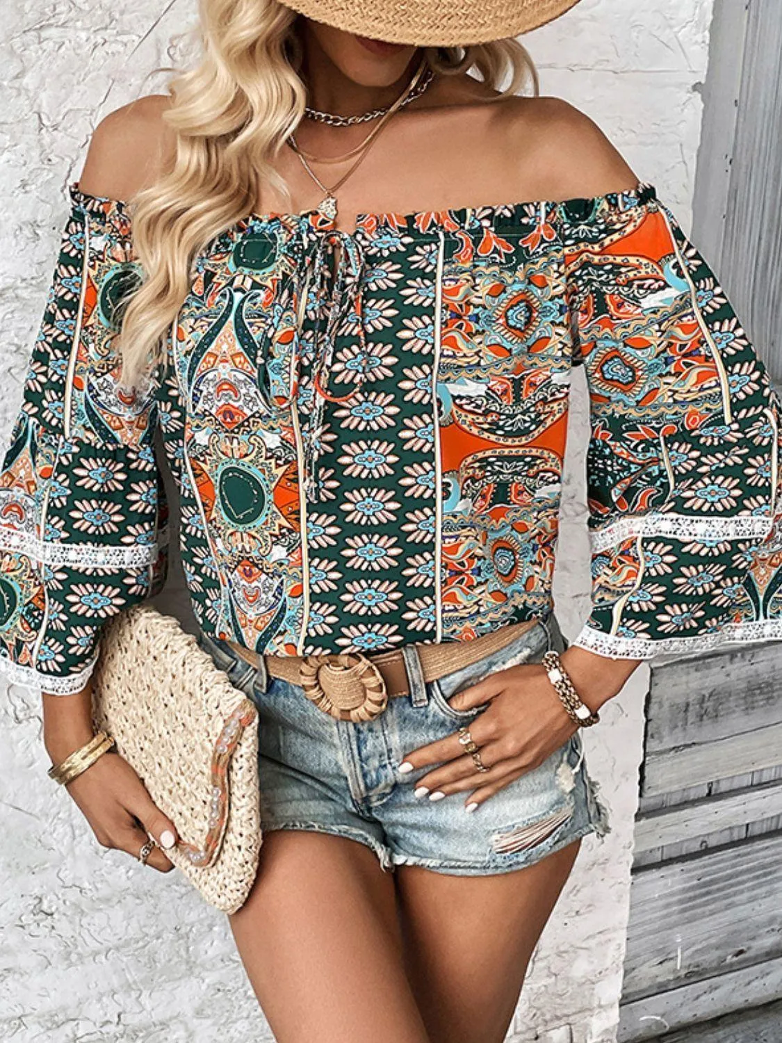 Slaying Summer Flare Sleeve Off Shoulder Top