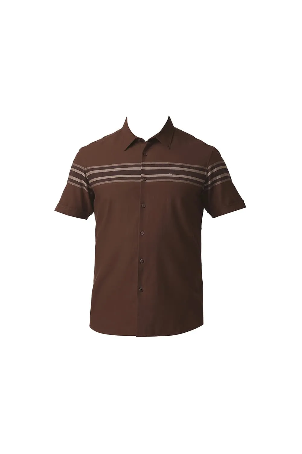 Slim Fit Dobby Engineering Weft Stripe Halfsleeves Shirt