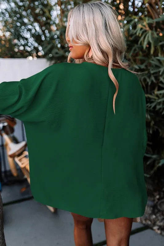 Smocked Wrist Shift Top - Hunter Green