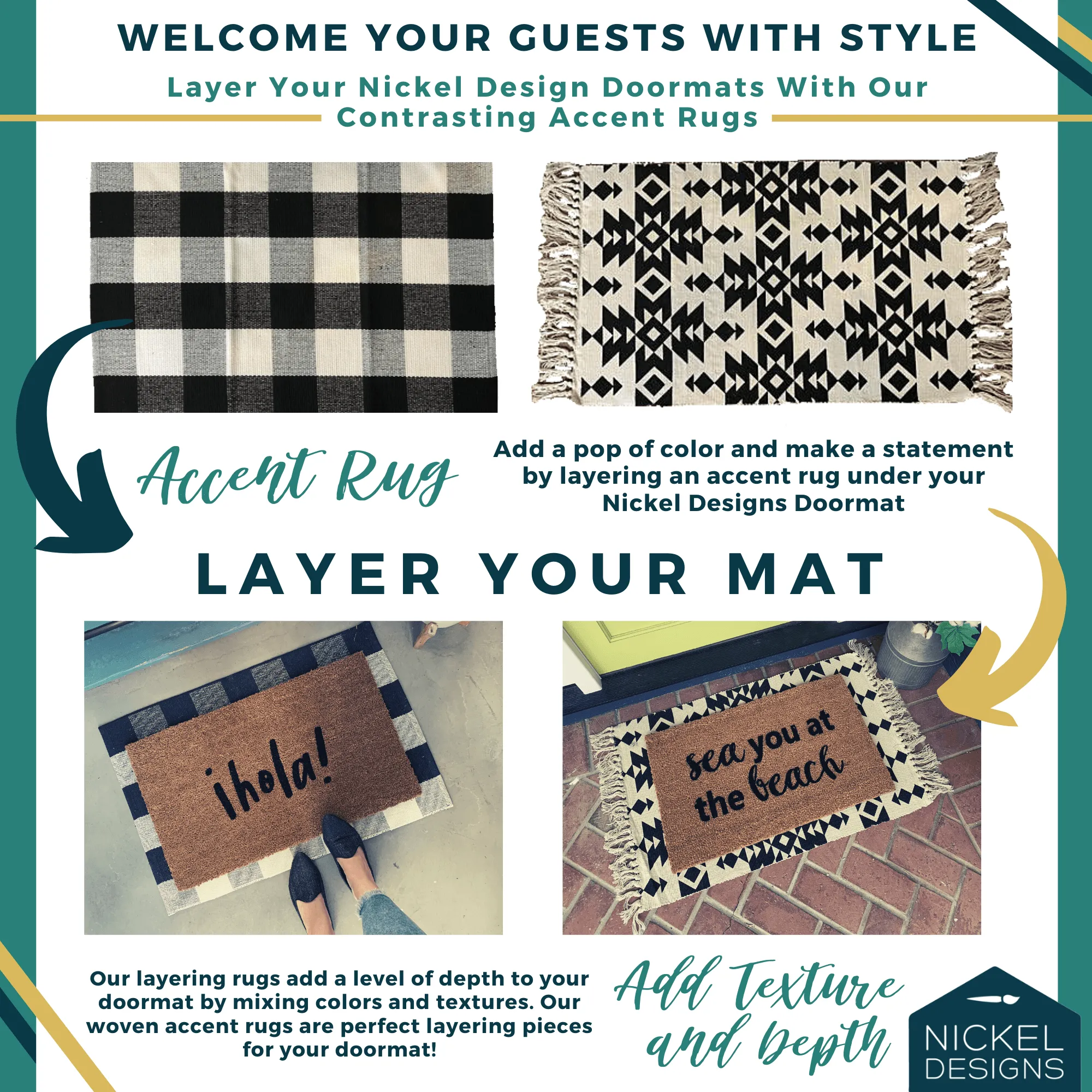 Striped Doormat Layering Rug
