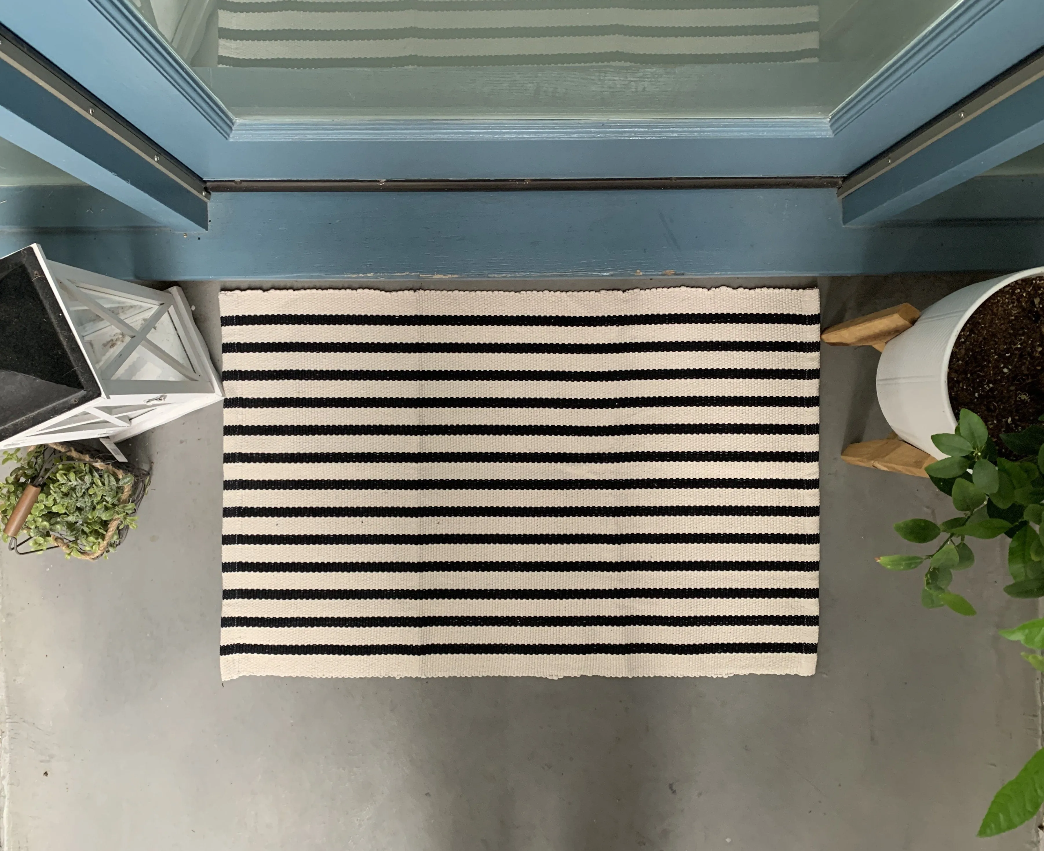 Striped Doormat Layering Rug