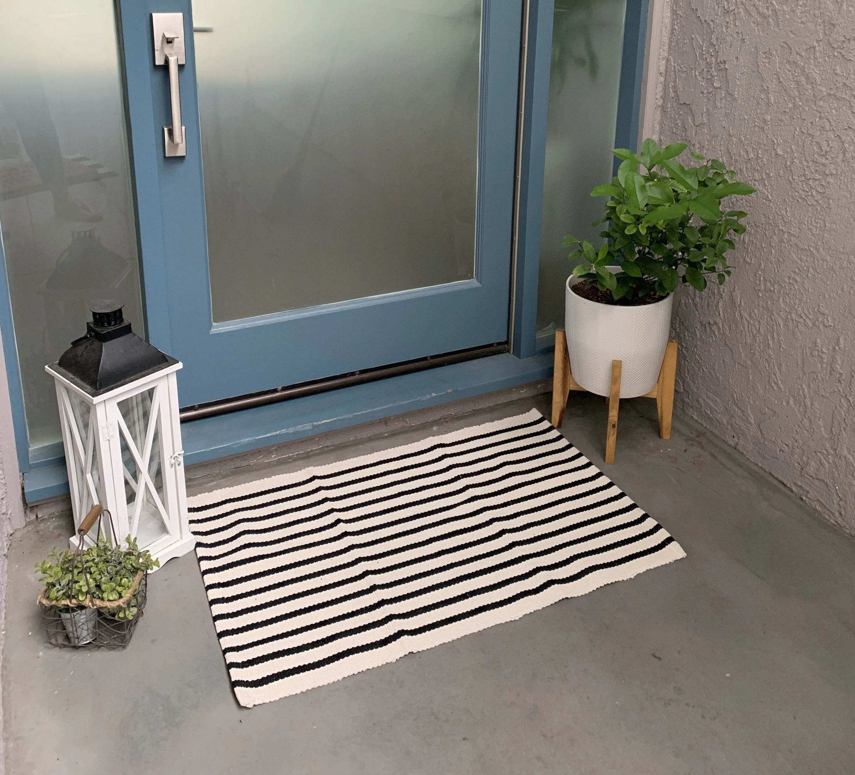 Striped Doormat Layering Rug