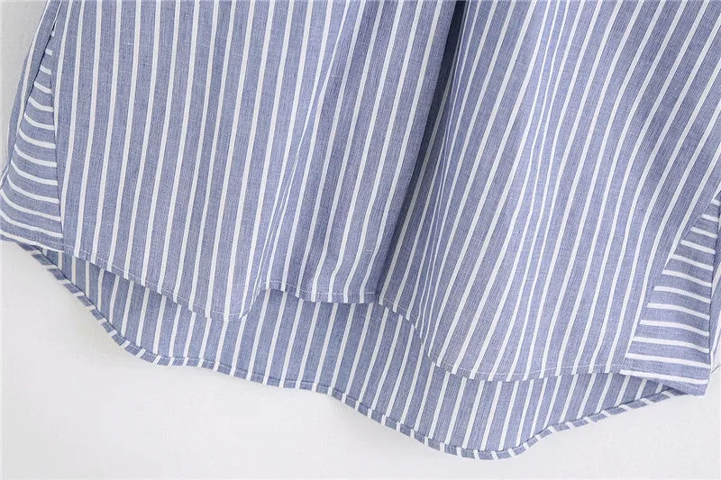 STRIPED LOOSE MIDI SHIRT DRESS