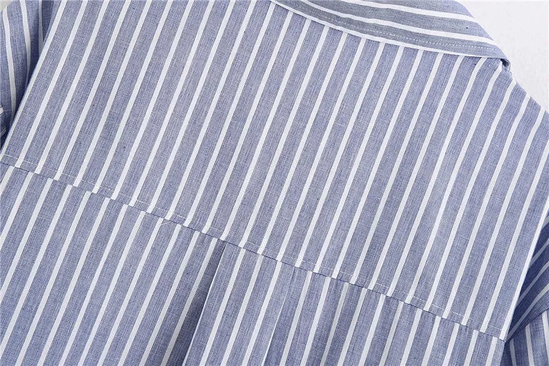 STRIPED LOOSE MIDI SHIRT DRESS