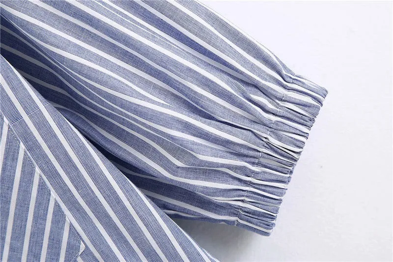 STRIPED LOOSE MIDI SHIRT DRESS