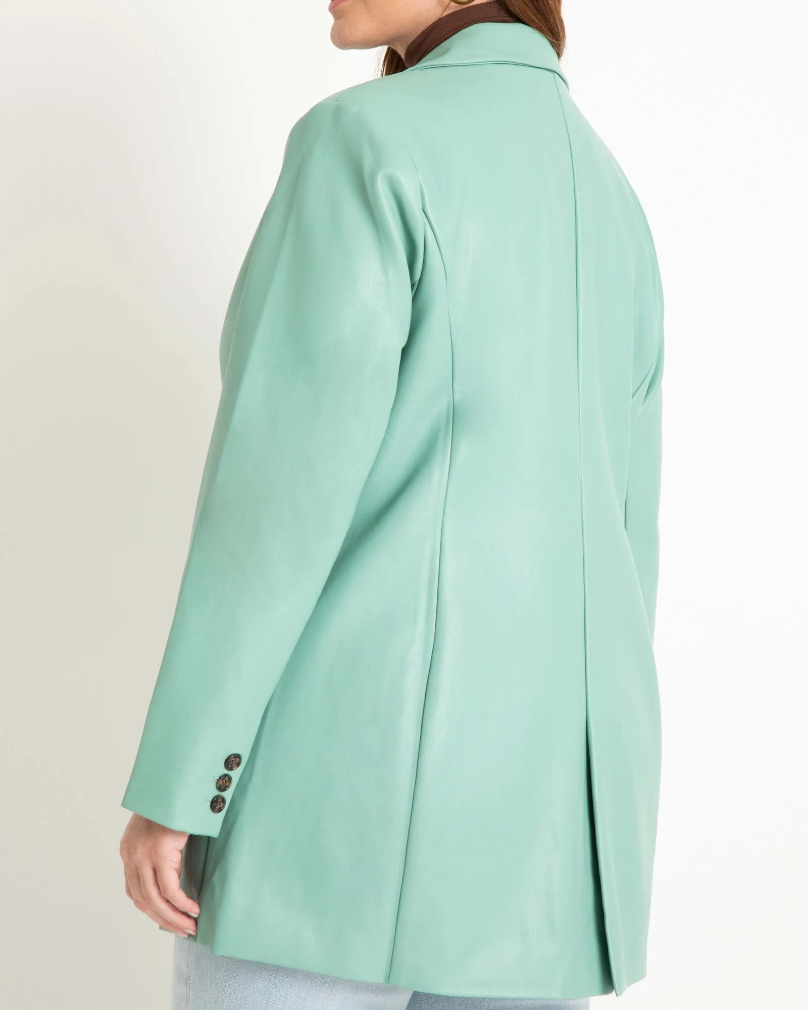 Tammy Statement Faux Leather Blazer | Mint