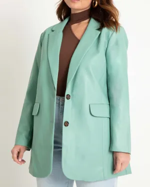 Tammy Statement Faux Leather Blazer | Mint