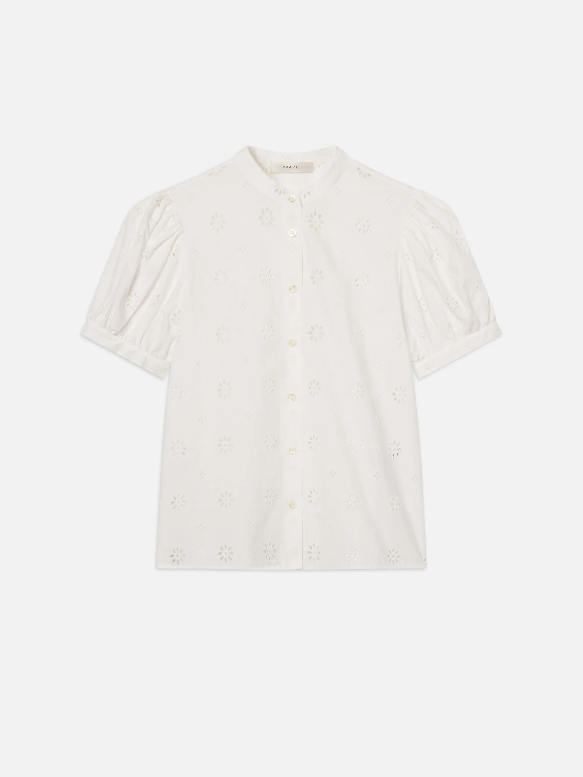 The Eyelet Gathered Top -- White