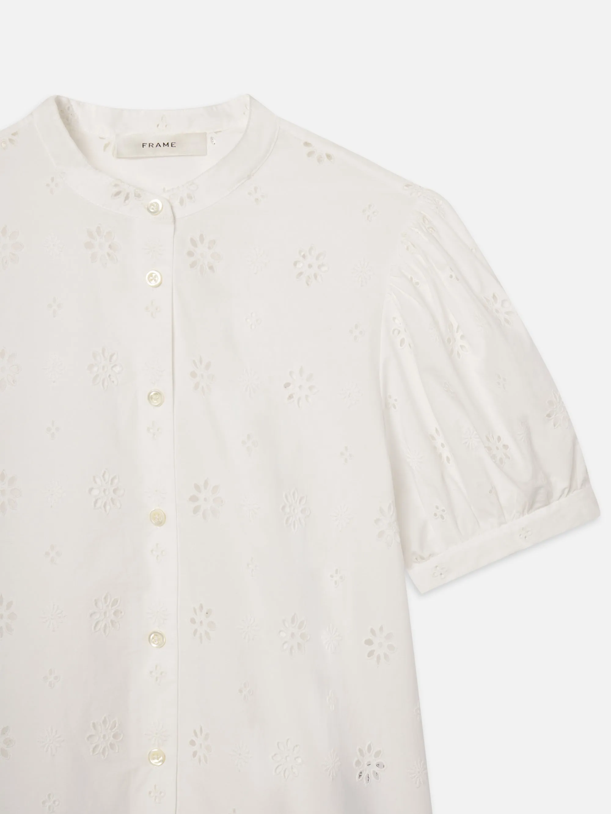 The Eyelet Gathered Top -- White