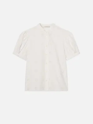 The Eyelet Gathered Top -- White